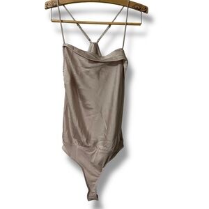 NWT ASTR Cream Satin Bodysuit Size XS